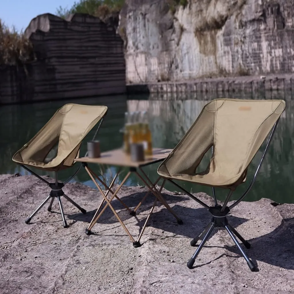 Fishing Chair Portable Ultralight Folding Moon Chair Aluminium Alloy Foldable Stool Swivel Chair. (Color : Black, Size : 71 40 50cm) (Black 714050cm)