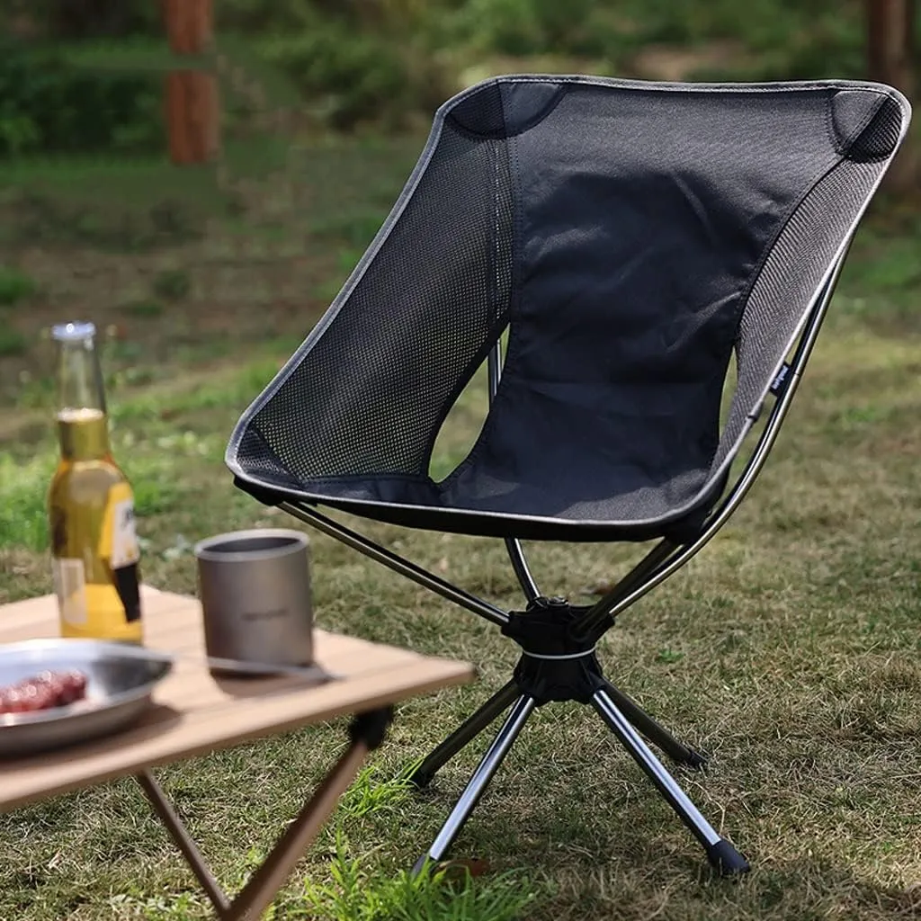 Fishing Chair Portable Ultralight Folding Moon Chair Aluminium Alloy Foldable Stool Swivel Chair. (Color : Black, Size : 71 40 50cm) (Black 714050cm)