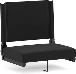 Flash Furniture Grandstand Portable Stadium Seat for Bleachers or Benches, Folding Padded Stadium Chair with Carrying Handle, 500 lb. Weight Capacity, Black