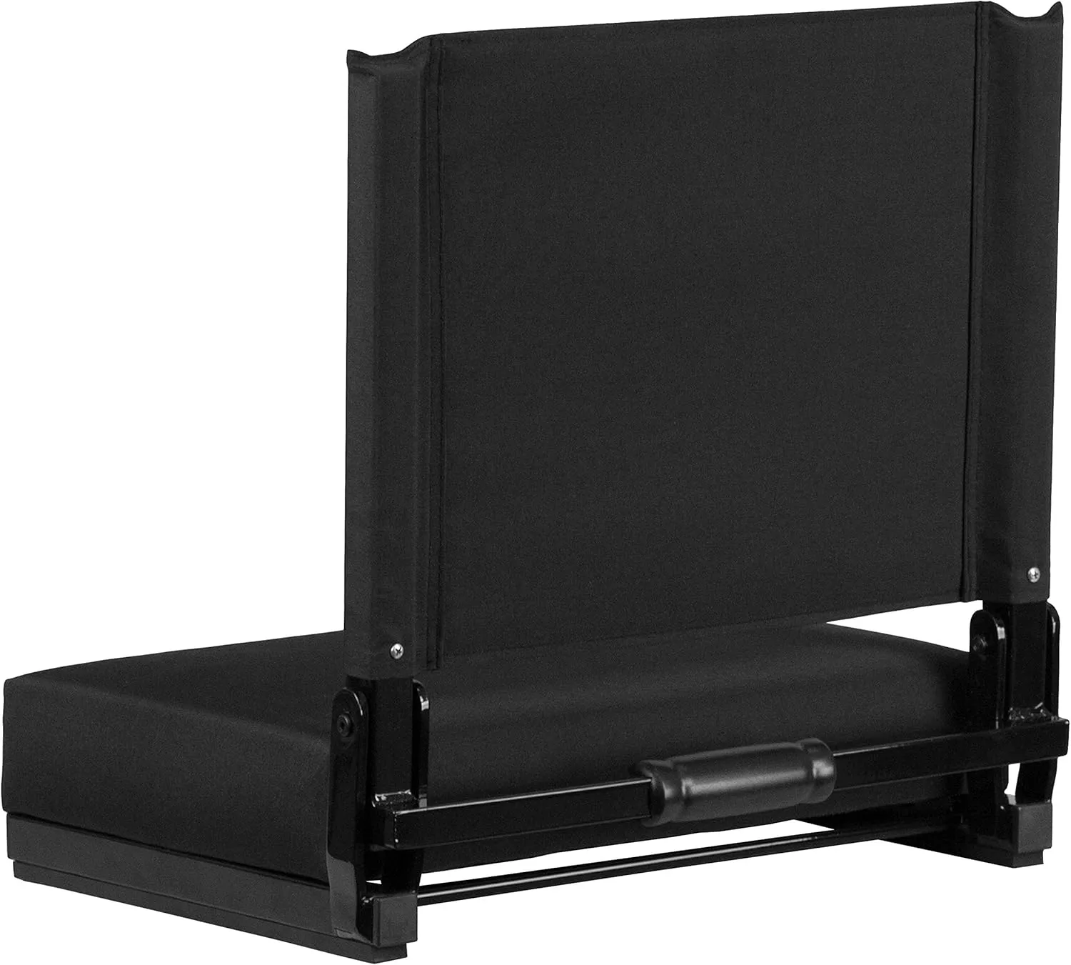 Flash Furniture Grandstand Portable Stadium Seat for Bleachers or Benches, Folding Padded Stadium Chair with Carrying Handle, 500 lb. Weight Capacity, Black