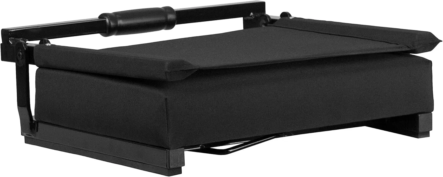 Flash Furniture Grandstand Portable Stadium Seat for Bleachers or Benches, Folding Padded Stadium Chair with Carrying Handle, 500 lb. Weight Capacity, Black