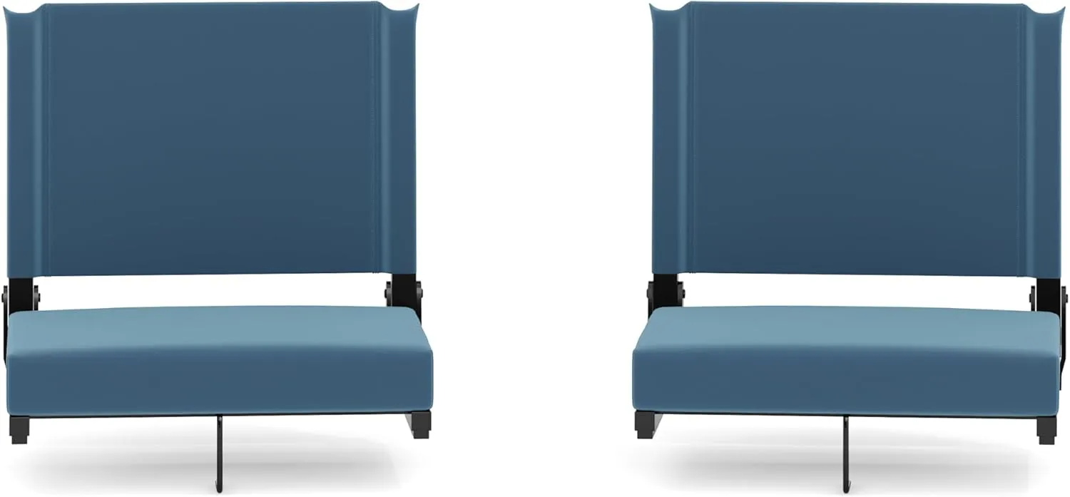 Flash Furniture Grandstand Portable Stadium Seats for Bleachers or Benches, Folding Padded Stadium Chairs with Handle, Pack of 2, 500 lb. Weight Capacity, Teal