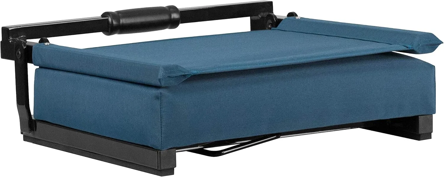 Flash Furniture Grandstand Portable Stadium Seats for Bleachers or Benches, Folding Padded Stadium Chairs with Handle, Pack of 2, 500 lb. Weight Capacity, Teal