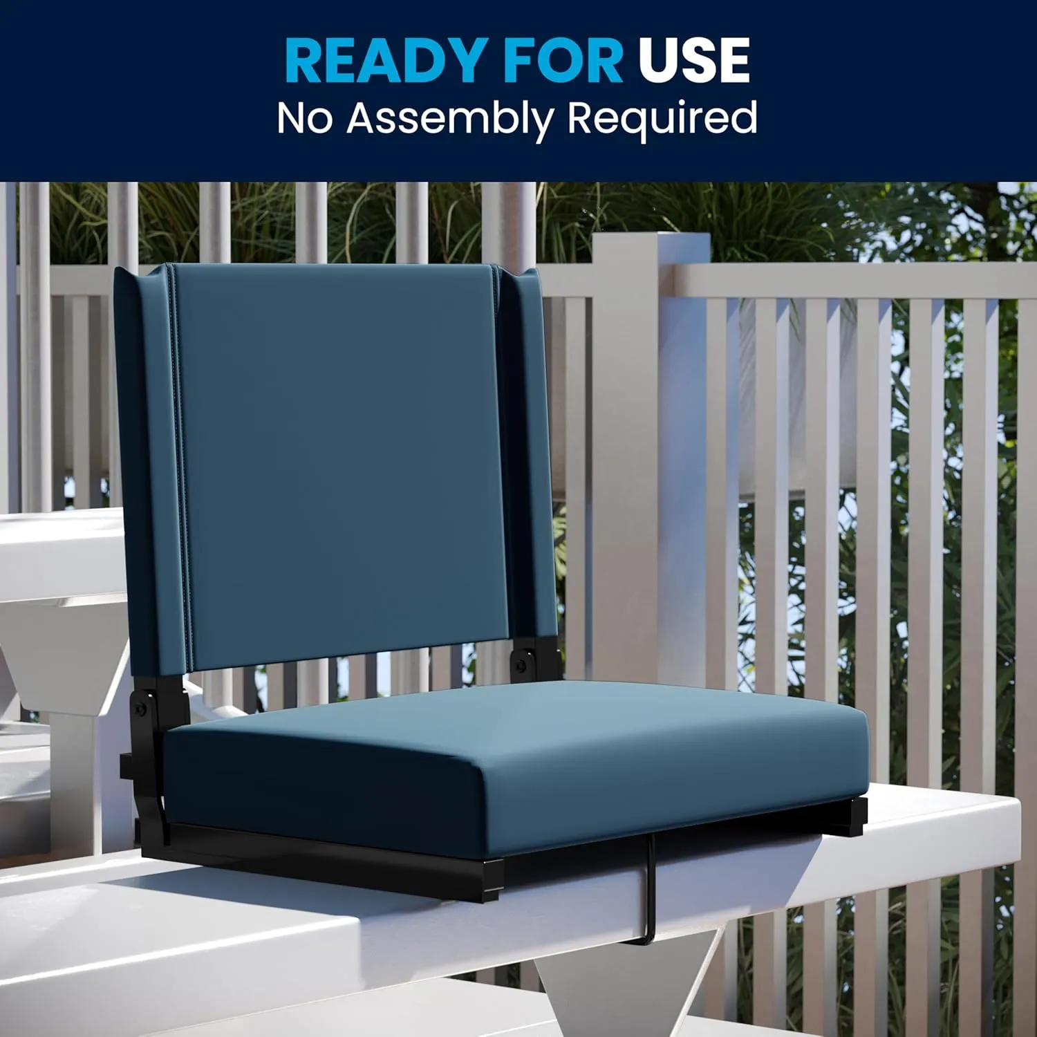 Flash Furniture Grandstand Portable Stadium Seats for Bleachers or Benches, Folding Padded Stadium Chairs with Handle, Pack of 2, 500 lb. Weight Capacity, Teal