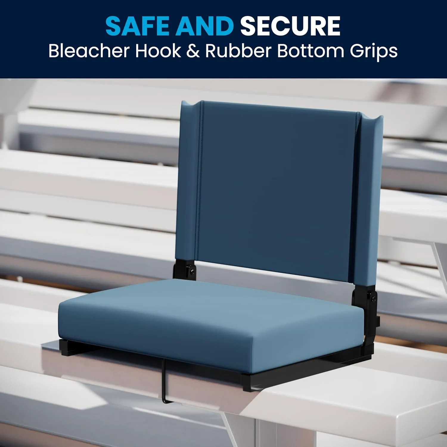 Flash Furniture Grandstand Portable Stadium Seats for Bleachers or Benches, Folding Padded Stadium Chairs with Handle, Pack of 2, 500 lb. Weight Capacity, Teal