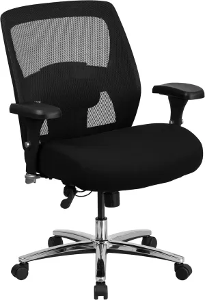 Flash Furniture Hercules Series Big & Tall Swivel Office and Gaming Chair, Ergonomic Mesh Office Chair with Padded Seat and Ratchet Back, Black