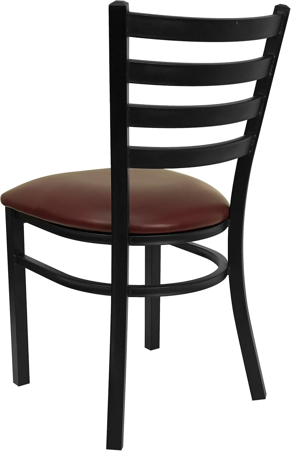 Flash Furniture HERCULES Series Black Ladder Back Metal Restaurant Chair - Burgundy Vinyl Seat