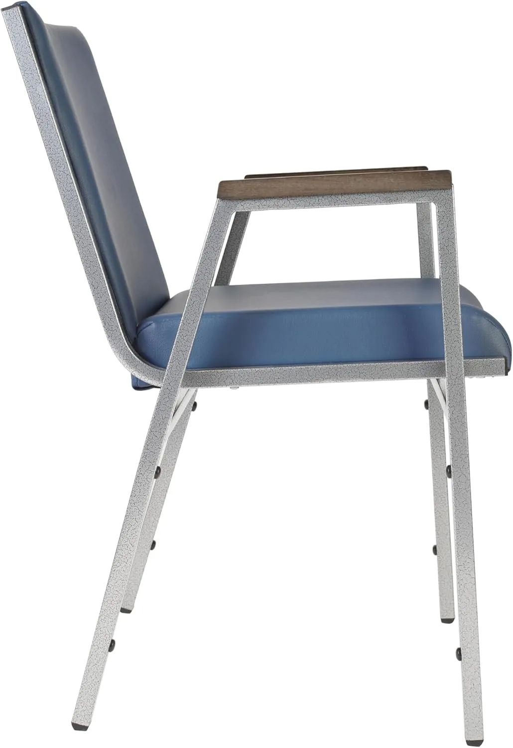 Flash Furniture Hercules Series Heavy Duty Navy Vinyl Stack Chair with Arms and Ganging Bracket, Set of 4