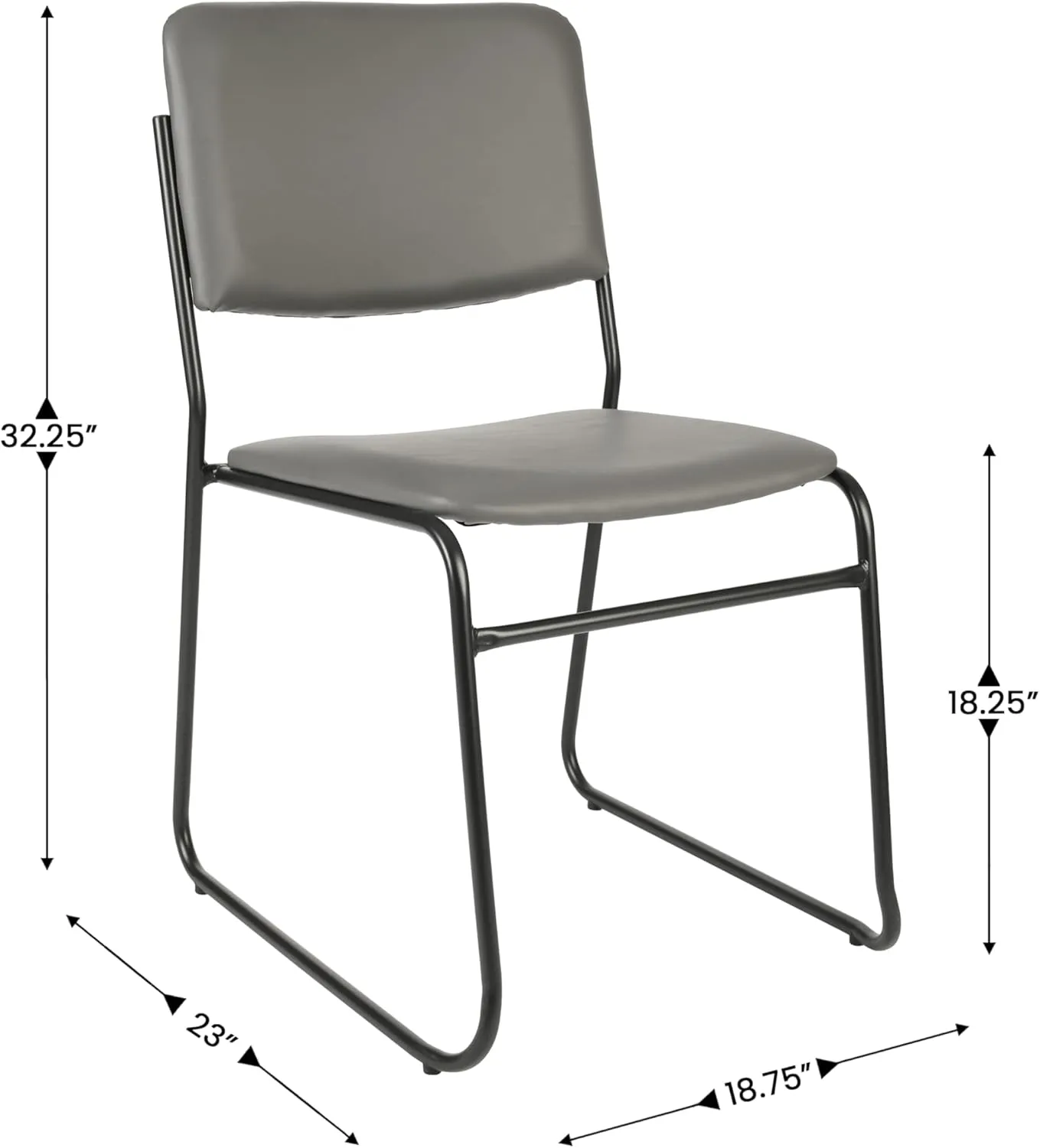 Flash Furniture Hercules Series High Density Vinyl Stacking Chairs for Waiting Rooms and Offices, Lobby Chairs with Padded Seat and Frame, Gray