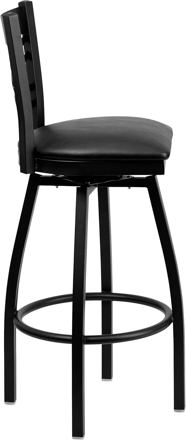 Flash Furniture Hercules Series "X" Back Metal Restaurant Barstool, Modern Upholstered Armless Bar Height Chair for Restaurants and Kitchens, Black