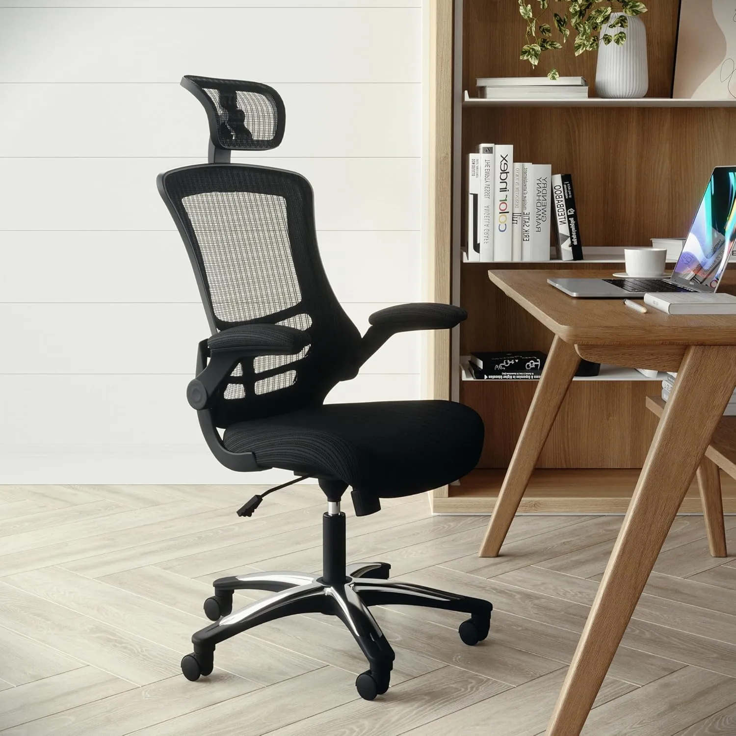 Flash Furniture Kelista High-Back Swivel Office Chair with Adjustable Lumbar Support and Seat Height, Ergonomic Mesh Desk Chair, Black