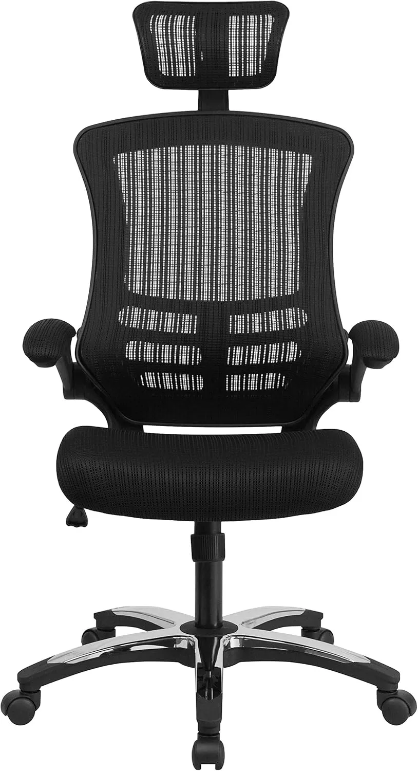 Flash Furniture Kelista High-Back Swivel Office Chair with Adjustable Lumbar Support and Seat Height, Ergonomic Mesh Desk Chair, Black