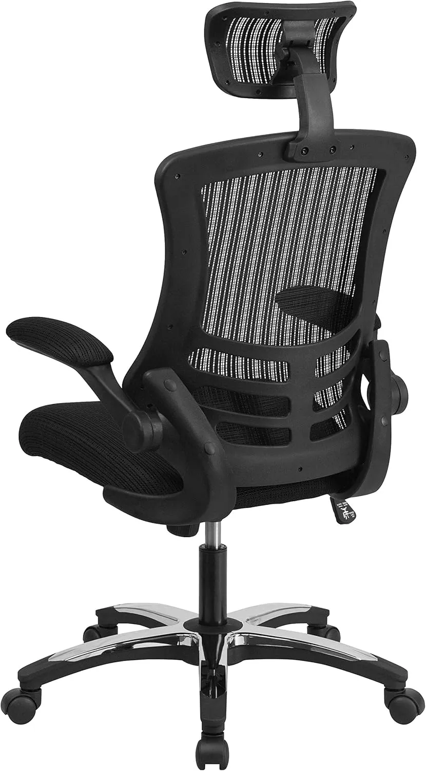 Flash Furniture Kelista High-Back Swivel Office Chair with Adjustable Lumbar Support and Seat Height, Ergonomic Mesh Desk Chair, Black