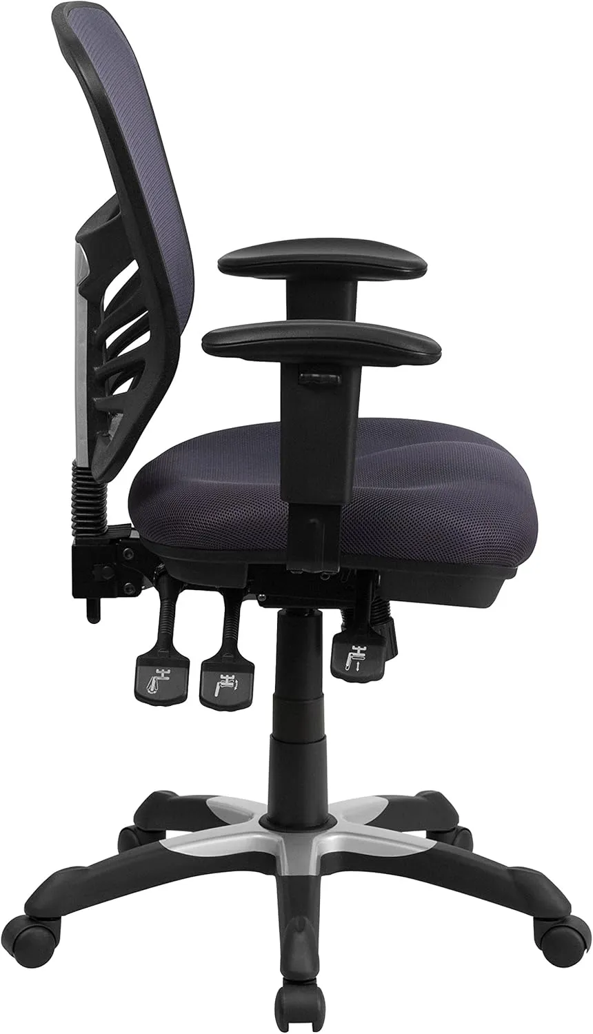 Flash Furniture Nicholas Mid-Back Swivel Office and Gaming Chair, Ergonomic Mesh Office Chair with Adjustable Lumbar Support and Height, Dark Gray