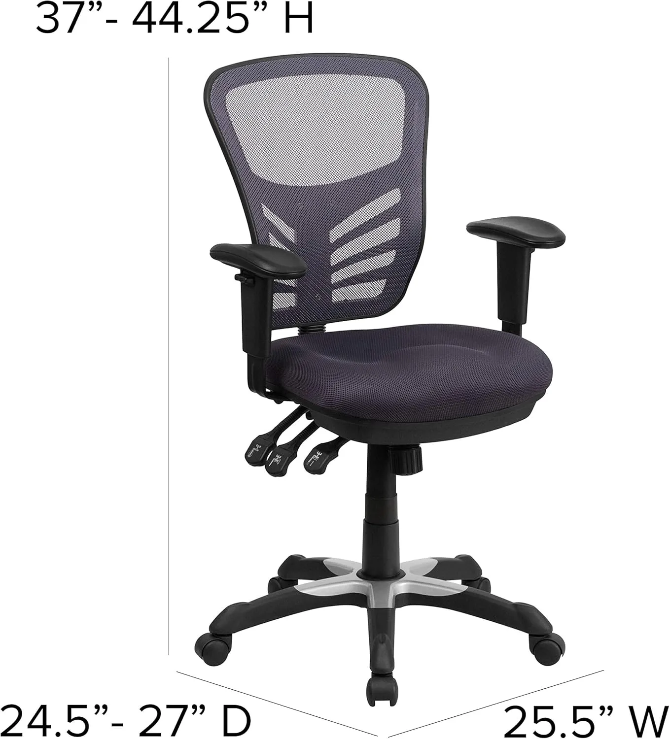 Flash Furniture Nicholas Mid-Back Swivel Office and Gaming Chair, Ergonomic Mesh Office Chair with Adjustable Lumbar Support and Height, Dark Gray