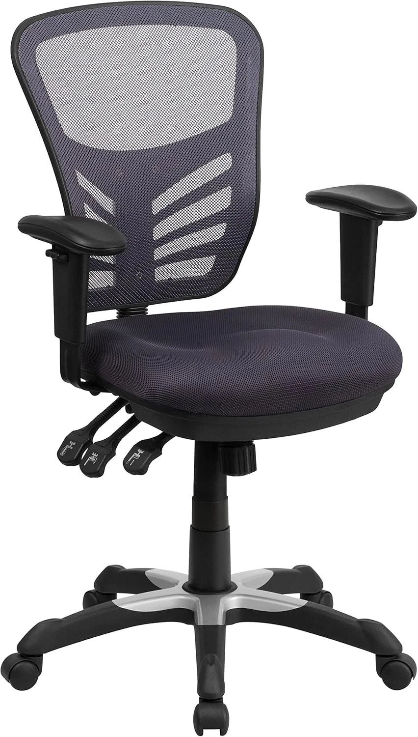 Flash Furniture Nicholas Mid-Back Swivel Office and Gaming Chair, Ergonomic Mesh Office Chair with Adjustable Lumbar Support and Height, Dark Gray