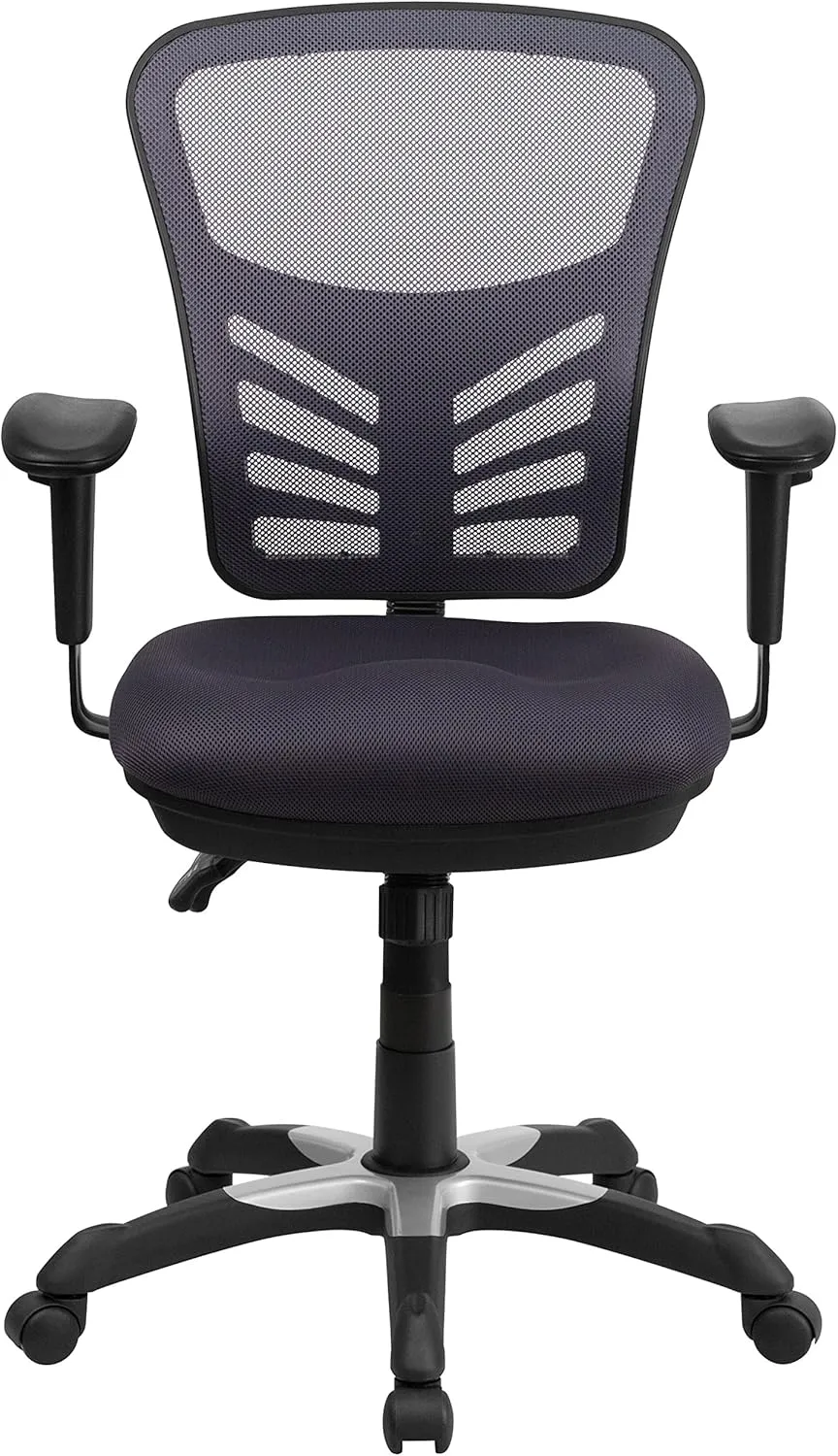 Flash Furniture Nicholas Mid-Back Swivel Office and Gaming Chair, Ergonomic Mesh Office Chair with Adjustable Lumbar Support and Height, Dark Gray