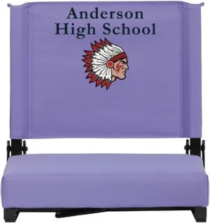 Flash XU-STA-PUR-EMB-GG EMB Purple Stadium Chair with Thick Comfy Foam Padded Seat
