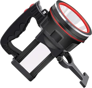 Flashlight Spotlight Rechargeable, High Lumens Handheld Spot Light, Super Bright Waterproof Spotlight with Stand for Outdoor Camping, Hiking, Fishing, Hunting, Boatting