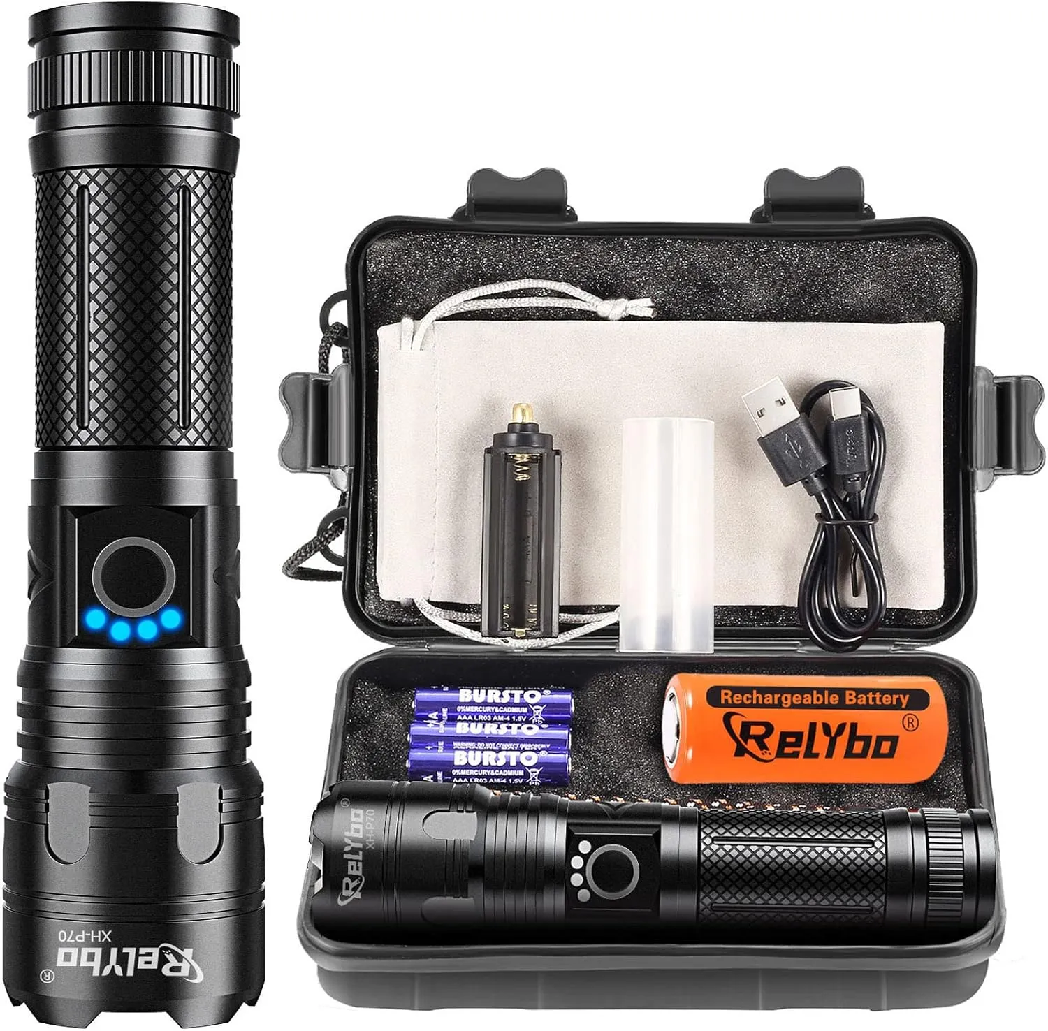 Flashlights High Lumens Rechargeable, LED Flashlight Super Bright 3000 Lumens XHP70.2, High Power Tactical Flashlight Powerful, Handheld Flash Light for Camping, Hiking, Emergency