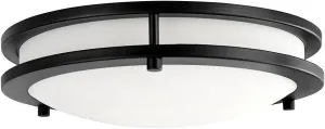 Flaxmere 11.8 in. Matte Black LED Flush Mount Ceiling Light with Frosted White Glass Shade