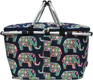 Floral Elephant Print Insulated Picnic Basket Bag