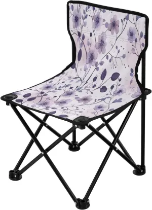 Flowers Portable Outdoor Folding Chair Anti-Slip Padded Oxford Cloth Stool Camping Chair Small for Beach Hiking Fishing Gardening Quad Camp Chair