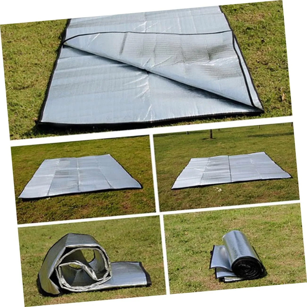 Foam Sleeping Pad Aluminum Foil 200x200cm Waterproof Mat for Camping Beach Blanket