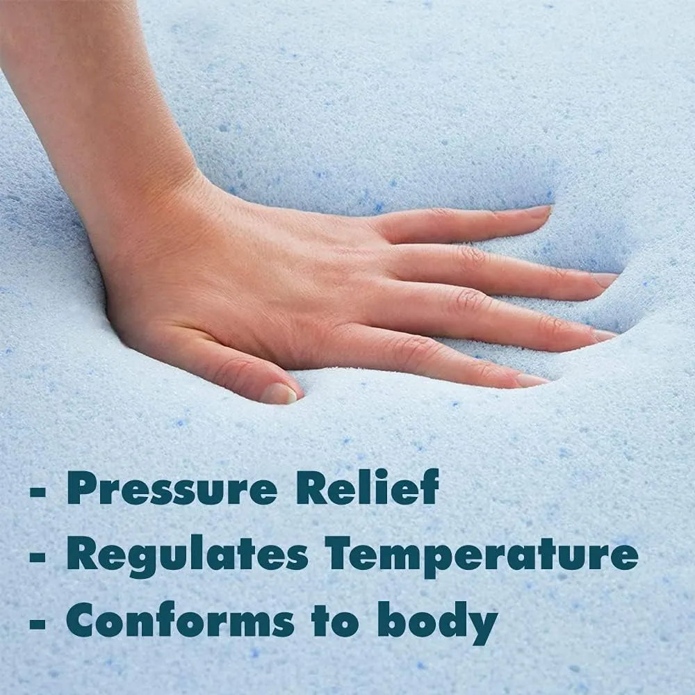 Foamma 2" x 24" x 72" High Density Gel Memory Foam Base, Cooling Pressure Relief, High Density Foam Cushion, Couch Filler Stuffing, Chair, and Upholstery Cushions