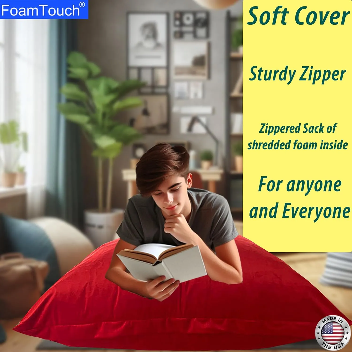 FoamTouch 40" x 40" Crash Pad with Foam Blocks for Kids and Adults - Therapeutic Sensory Pad with washable Cover