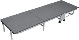 Foldable Bed Glamping Cot with Pad 3-Fold Folding Metal Cot with Thick Mattress Pad for Comfortable Sleeping Lounge Chair Sleeping Cot