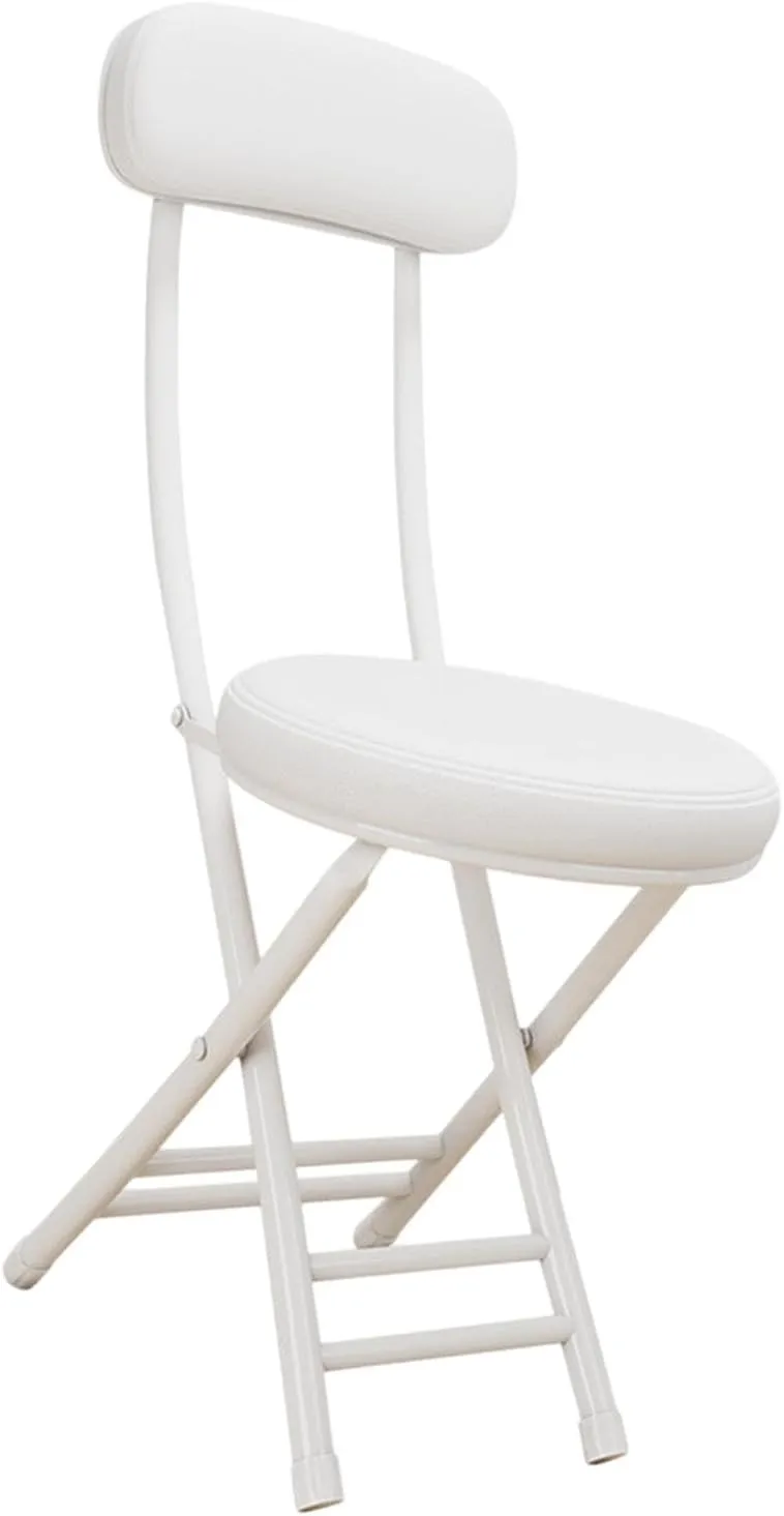Foldable Camping Chair Padded Folding Stool Furniture Easy to Use with Backrest Seat for Fishing Garden Outdoor Shop Travel, White