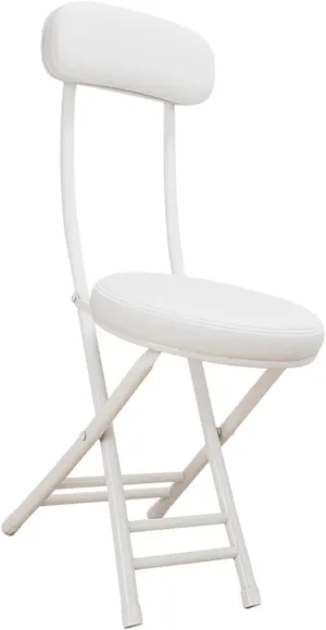 Foldable Camping Chair Padded Folding Stool Furniture Easy to Use with Backrest Seat for Fishing Garden Outdoor Shop Travel, White