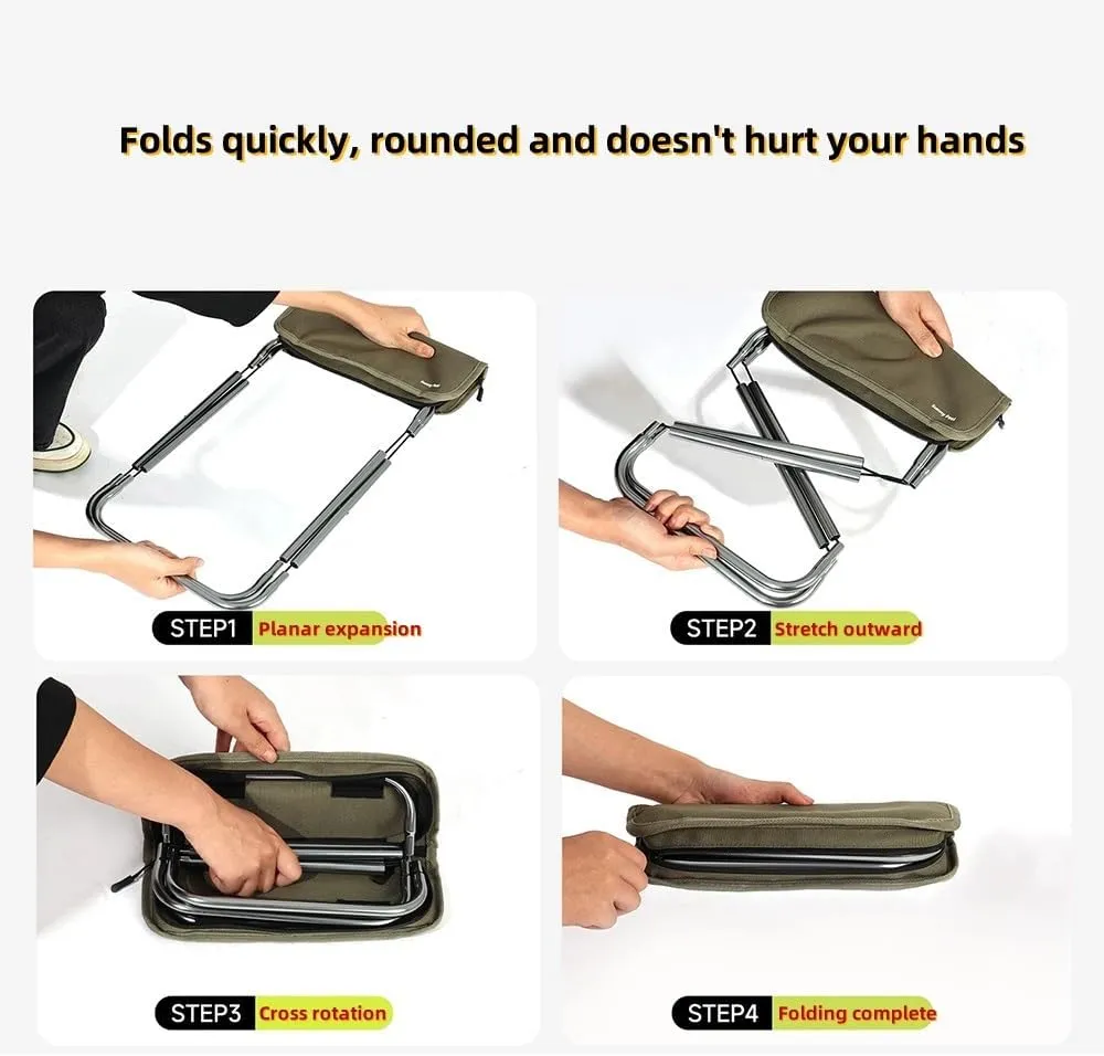 Foldable Camping Chair Set of 2，Small Portable Aluminum Alloy Chair，Lightweight Folding Stool for Outdoors Fishing, Travel, Picnic(Green,1 Pack)