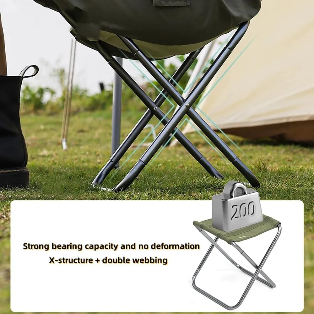 Foldable Camping Chair Set of 2，Small Portable Aluminum Alloy Chair，Lightweight Folding Stool for Outdoors Fishing, Travel, Picnic(Green,1 Pack)