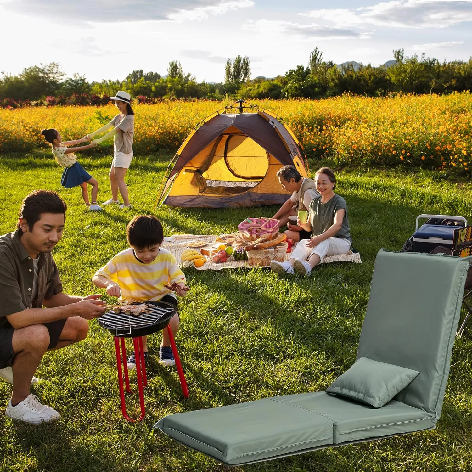 Foldable Portable Chair for Relaxing Outdoor Adventures, Lightweight and Adjustable for Ultimate Comfort, Travel, Picnics, and Camping, Light Green
