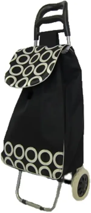 Foldable Shopping Bag on Wheels – 12" x 21" x 8" – Solid Color, Lightweight, Durable, Adjustable Handle, Smooth-Rolling Wheels, Compact Storage (Pack of 6)