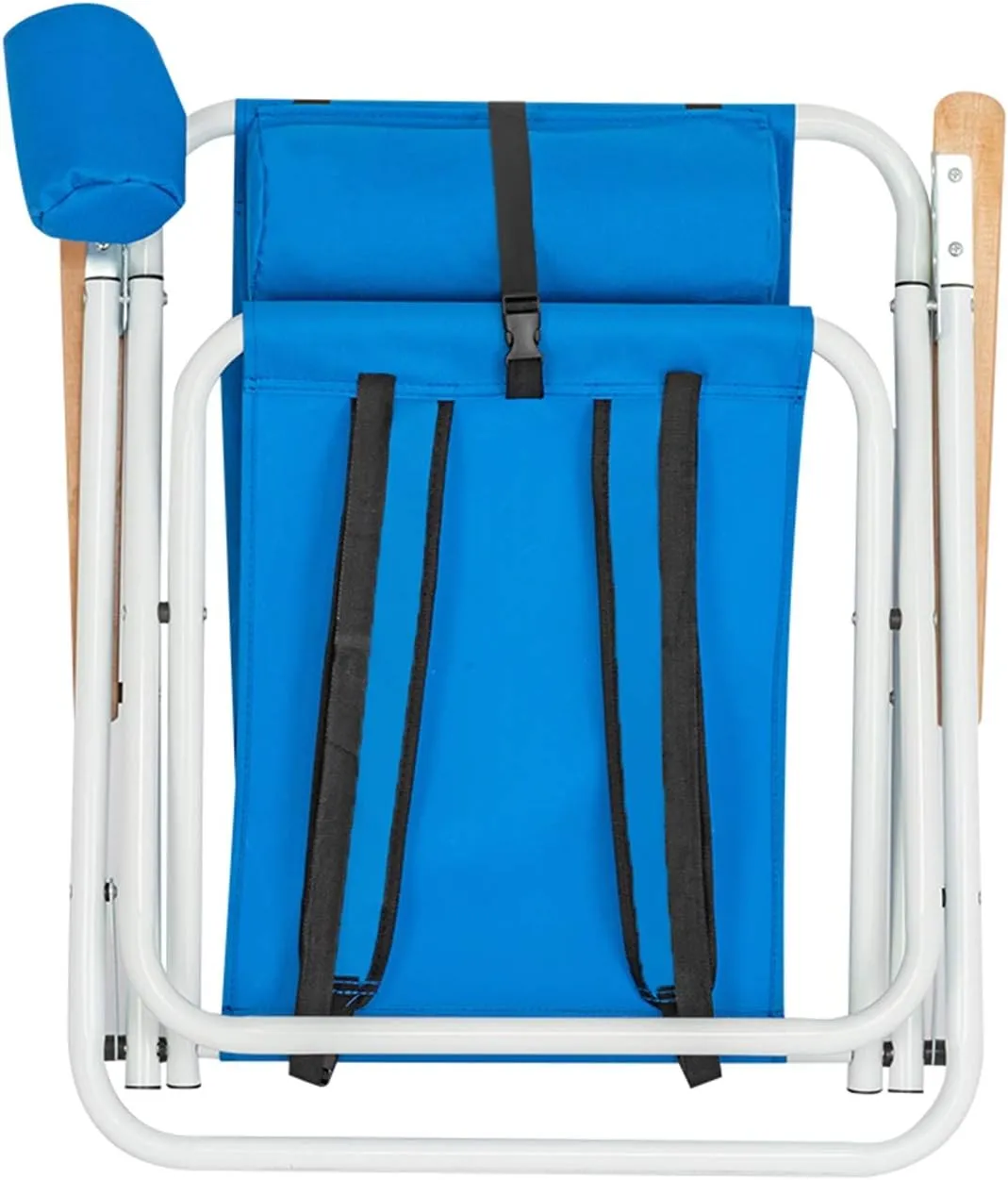Folding Beach Chair for Adult,Outdoor Folding Lawn and Camping Chair Portable Frame Collapsible Lawn Outdoor Chair Beach Chair for Beach Patio Garden Poolside Picnic (with Cup Holder & Pillow, Blue)