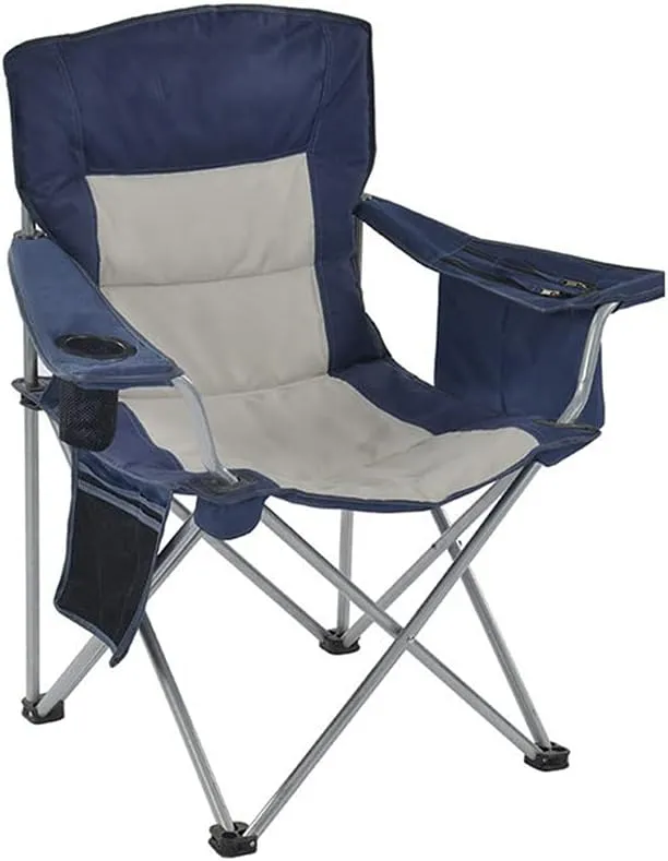 Folding Camping Chair for AdultsDouble Wear-Resistant Oxford ClothHeavy Duty Support 150KgPortable Padded Camp with Cup Holder and Storage BagBlue