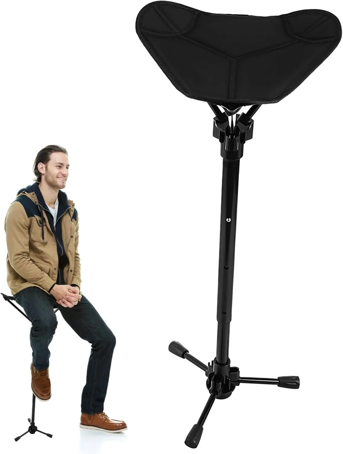 Folding Camping Stool with Adjustable Height Lightweight Portable Tripod Seat for Outdoor Activities Stable Support for Fishing Hiking Queuing Comfortable and Breathable Design