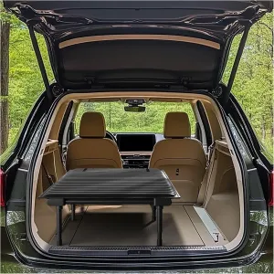 Folding Car Bed with Adjustable Leg and Flexible Length, Camping Bed for Universal SUV Truck MVP Traveling,Non Inflatable Air Mattress 600D Oxford 400lbs Max Black (Short Legs)