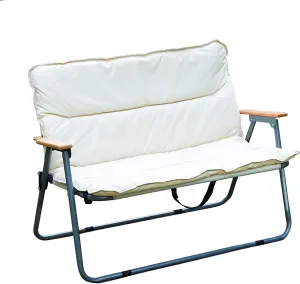 Folding Double Seat Camping Chair, Portable 2 Person Loveseat Camp Chair, Outdoor Foldable Seat Beach Chair for Indoor Patio Travel Picnic Sports, Supports up to 330 Lb, Khaki
