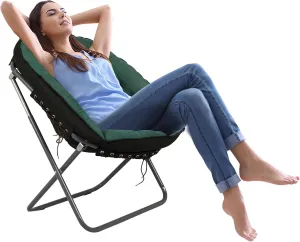 Folding Saucer Chairs for Bedroom, Oversized 265 lb Capacity for Adults