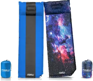 Foxelli Two-Pack Bundle: Insulated Self Inflating Sleeping Pads for Camping, Backpacking & Hiking
