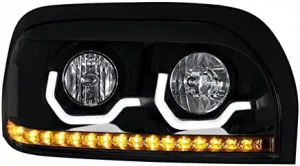 Freightliner Century Blackout Headlight w/LED Turn Signal Light Bar Passenger