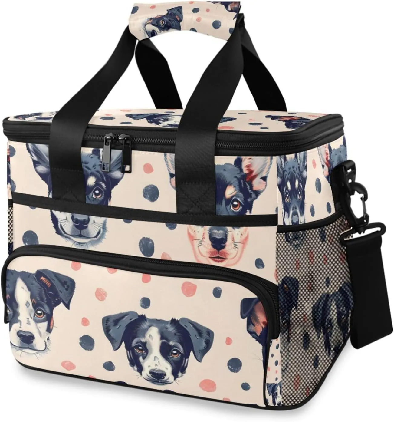 Funny Dogs Childish Cooler Bag Insulated Cooler Soft Sided Cooler 24 Can Portable Picnic Bag Large Leakproof Lunch Bag Box for Beach Grocery Camping Travel Car Men Women