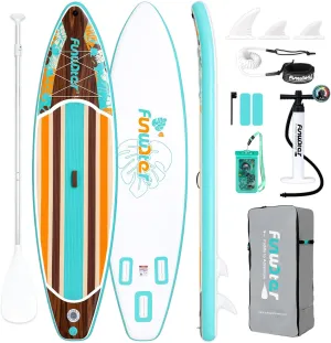 FunWater Inflatable Stand Up Paddle Board with Premium SUP Paddleboard Accessories, Wide Stable Anti-Slip EVA Deck, 11'/10'6" Paddle Boards for Adults & Youth of All Skill Levels