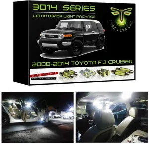 Fyre Flys 8 Piece White LED Interior Lights for 2007-2014 Toyota FJ Cruiser Super Bright 6000K 3014 Series SMD Package Kit and Install Tool