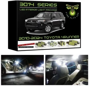 Fyre Flys White LED Interior Lights for 2010-2024 Toyota 4Runner 16 Piece 6000K Super Bright 3014 Series SMD Map Dome Door Vanity Mirror Cargo Puddle License Plate Package Kit and Install Tool