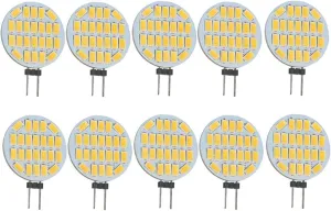 G4 LED Light Bulb 12V 3W Side-Pin LED,Equivalent to 30W Halogen Bulb Replacement,Non Dimmable,G4 24 LED 5730 SMD,Warm White 3000K,120° Beam Angle,10 Pack